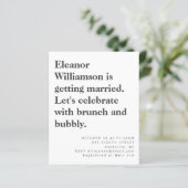 Papier Budget Moderne Gras Noir Blanc Bridal Brunch (Debout devant)