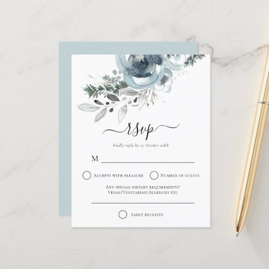 Papier Budget Moderne Hiver Floral Noël Mariage RSVP (Devant/Arrière en situation)