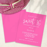 Papier Budget moderne Hot rose Sweet 16 Invitation d'anni<br><div class="desc">Un rapport qualité-prix BUDGET alternative sur une taille plus petite 4, 5 x 5, 6" semi-brillant poids 110lbs, qui est d'une épaisseur similaire à une carte postale (cependant ne convient pas à l'utilisation comme carte postale.) VEUILLEZ NOTER qu'il y a UN invitation par feuille. Budget Moderne Hot Pink Sweet 16...</div>