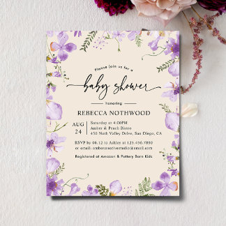 Papier Budget Moderne Lavender Baby shower Invitation