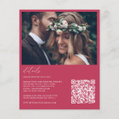 Papier Budget Moderne Magenta Rose Photo Mariage Invitati (Dos)