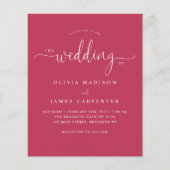 Papier Budget Moderne Magenta Rose Photo Mariage Invitati (Devant)