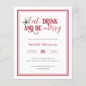 Papier Budget Moderne Manger Boire Soyez Joyeux Noël Fête (Devant)