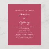 Papier Budget Moderne Mariage de script Magenta (Devant)