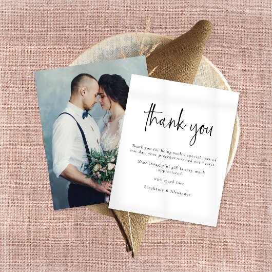 Papier Budget moderne Mariage de script photo Merci