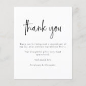 Papier Budget moderne Mariage de script photo Merci (Devant)