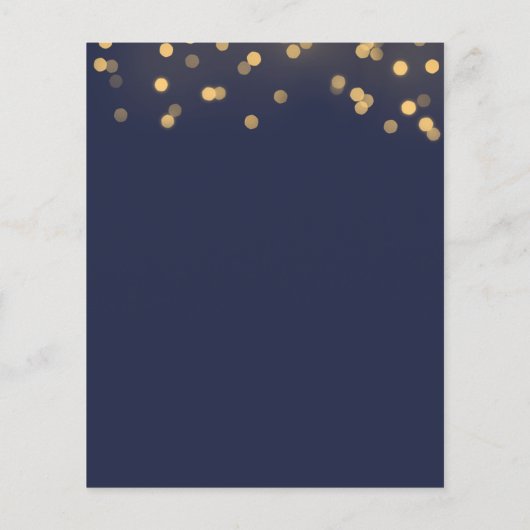 Papier Budget Moderne Marine Bleu, Fête des mariées Or Fl (Dos)
