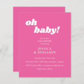 Papier Budget moderne mignon Baby shower rose chaud Invit (Devant / Derrière)
