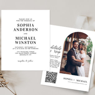 Papier Budget moderne minimaliste RSVP QR Mariage photo