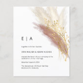 Papier Budget Moderne Monogramme Boho rose or Pampas Gris (Devant)