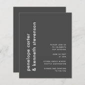 Papier Budget Moderne Noir Blanc Simple Mariage Invitatio (Devant / Derrière)