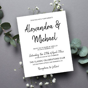 Papier Budget moderne noir et blanc faire-part de mariage