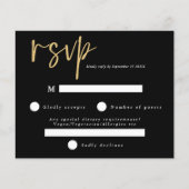 Papier Budget Moderne Noir et Or Mariage RSVP (Devant)