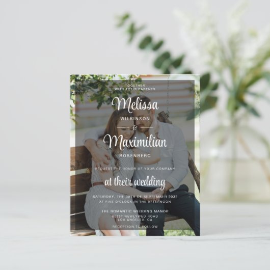 Papier Budget moderne noir transparent mariage photo (Debout devant)