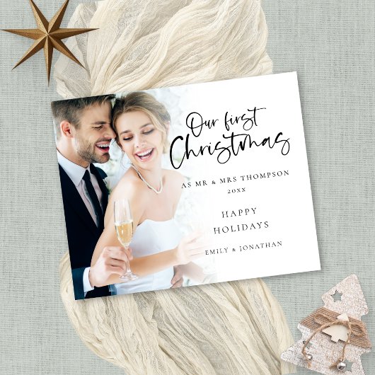 Papier Budget Moderne Notre premier Noël M. Mme Photo