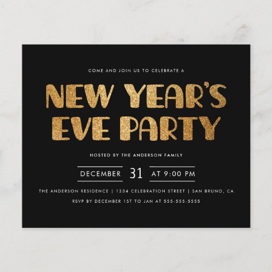 Papier Budget Moderne Parties scintillant Or fête de la S (Devant)