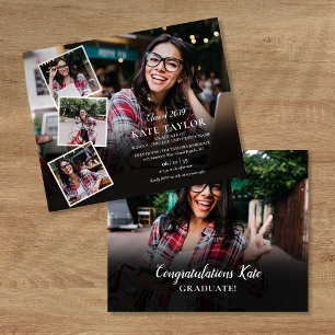 Papier Budget Moderne Photo Collage Graduation Invitation