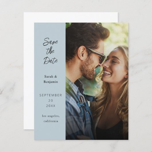 Papier Budget Moderne Photo & Côté Enregistrer la Date - (Devant / Derrière)