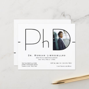 Papier Budget Moderne Photo Doctorat Invitation de doctor