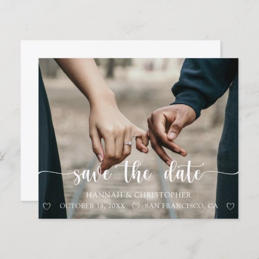 Papier Budget Moderne Photo Élégant Script Enregistrer la (Devant / Derrière)