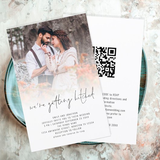 Papier Budget Moderne Photo Overlay QR Code Mariage Invit