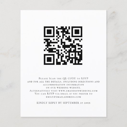 Papier Budget Moderne Photo Overlay QR Code Mariage RSVP (Dos)