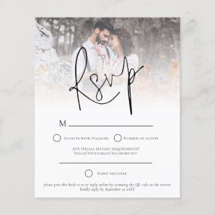 Papier Budget Moderne Photo Overlay QR Code Mariage RSVP