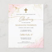 Papier Budget Moderne Pink Gold Cross Christening fille (Devant)