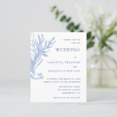 Papier Budget moderne Plage Mariage Invitation Bleu Blanc (Debout devant)