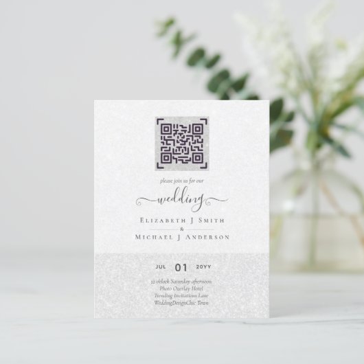 Papier BUDGET Moderne QR Scanning Code Mariage Invite (Debout devant)