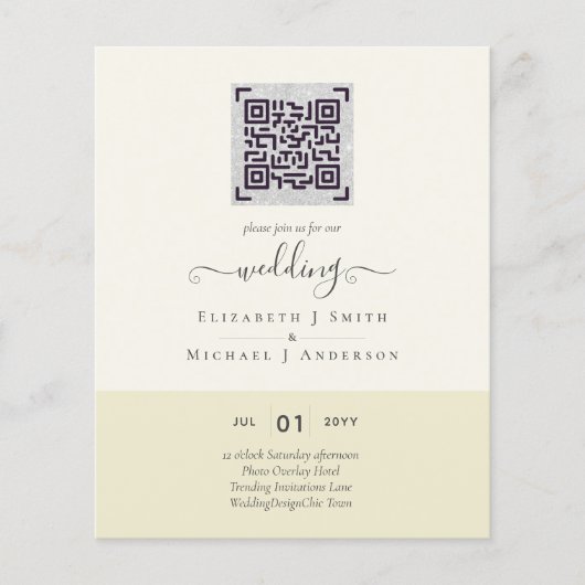 Papier BUDGET Moderne QR Scanning Code Mariage Invite (Devant)