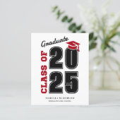 Papier Budget Moderne Red Black Graduation Faire-part (Debout devant)