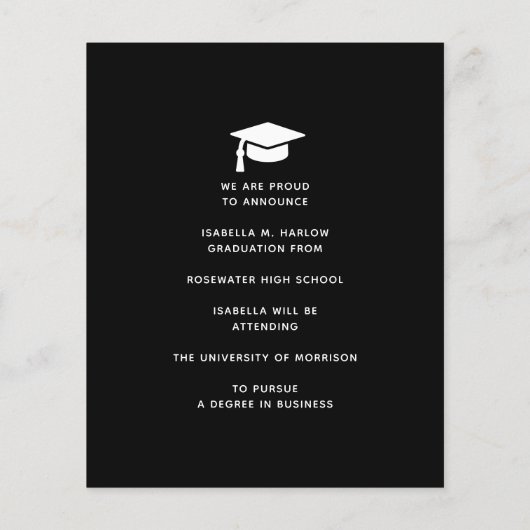 Papier Budget Moderne Red Black Graduation Faire-part (Dos)