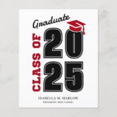 Papier Budget Moderne Red Black Graduation Faire-part (Devant)