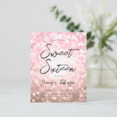 Papier Budget Moderne Rose Gold Photo Sweet 16 Invitation (Debout devant)