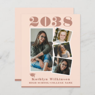 Papier BUDGET Moderne Rose rose 4 Photo Simple Invitation