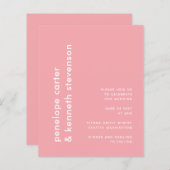 Papier Budget Moderne Rose rose Simple Mariage Invitation (Devant / Derrière)