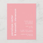 Papier Budget Moderne Rose rose Simple Mariage Invitation (Devant)