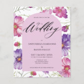Papier Budget moderne rose violet Floral Mariage de code (Devant)
