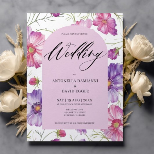 Papier Budget moderne rose violet Floral Mariage de code