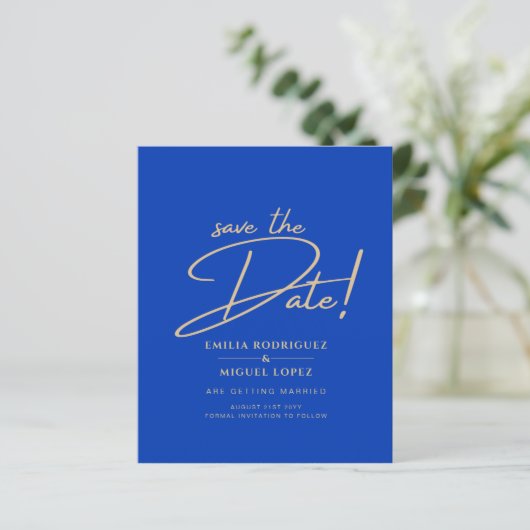 Papier Budget moderne Royal Blue Monochrome Mariage (Debout devant)