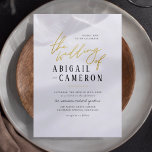 Papier Budget moderne Rustic Gold Letting Mariage photo<br><div class="desc">Un faire-part de mariage photo moderne et rustique. En haut de la page, l'invitation dit "joignez-vous à nous pour célébrer" suivi par "le mariage de" dans la fausse calligraphie de feuille d'or. Les noms du couple apparaissent ci-dessous, alignés à gauche. Il y a un séparateur de lignes horizontales dorées qui...</div>