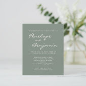 Papier Budget Moderne Sage Green Script Mariage Invitatio (Debout devant)
