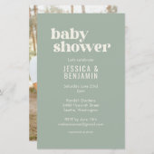 Papier Budget Moderne Sage Vert Baby shower Photo Invitat (Devant / Derrière)