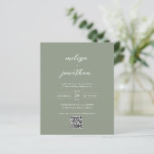 Papier BUDGET Moderne Sage Vert Photo QR Code Mariage (Debout devant)