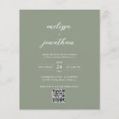 Papier BUDGET Moderne Sage Vert Photo QR Code Mariage (Devant)