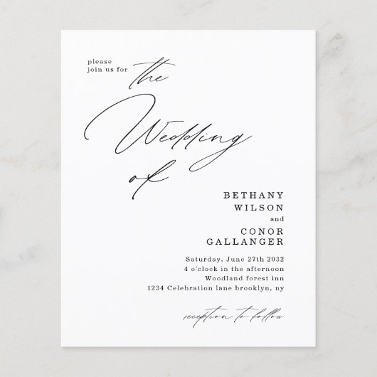 Papier BUDGET Moderne Script Arch Photo Code QR Mariage (Devant)