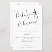 Papier Budget Moderne Script Bachelorette Invitation de f (Devant / Derrière)