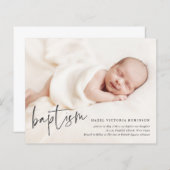 Papier Budget Moderne Script Baptême Invitation (Devant / Derrière)