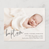 Papier Budget Moderne Script Baptême Invitation (Devant)